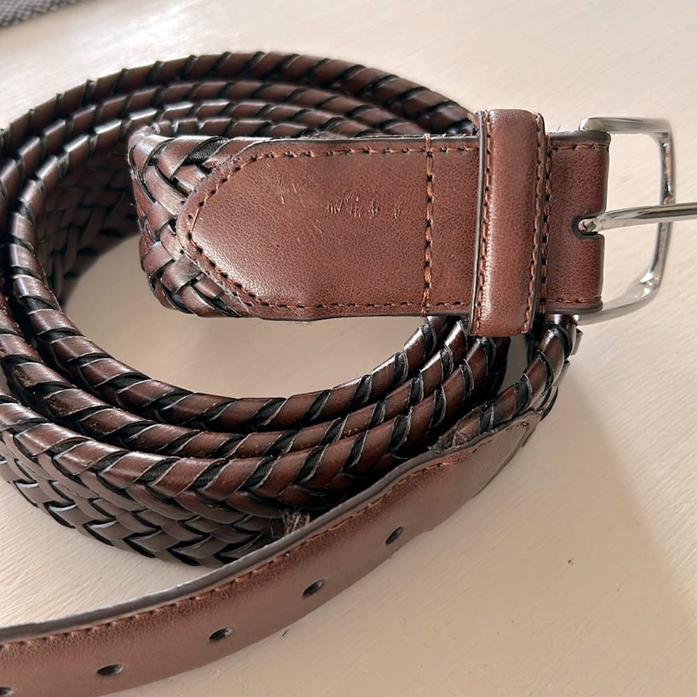 Genuine leather with bonded leather braided belt Size 56